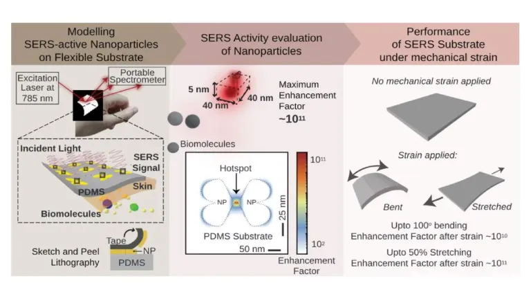flexible stretchable and single molecule sensitive sers acti